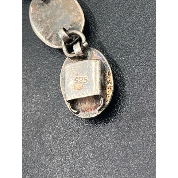 Sterling Silver 925 Vintage Ten Oval Onyx Inlay Linked Bracelet 15.7 Gram, Sz 7 - Picture 8 of 11